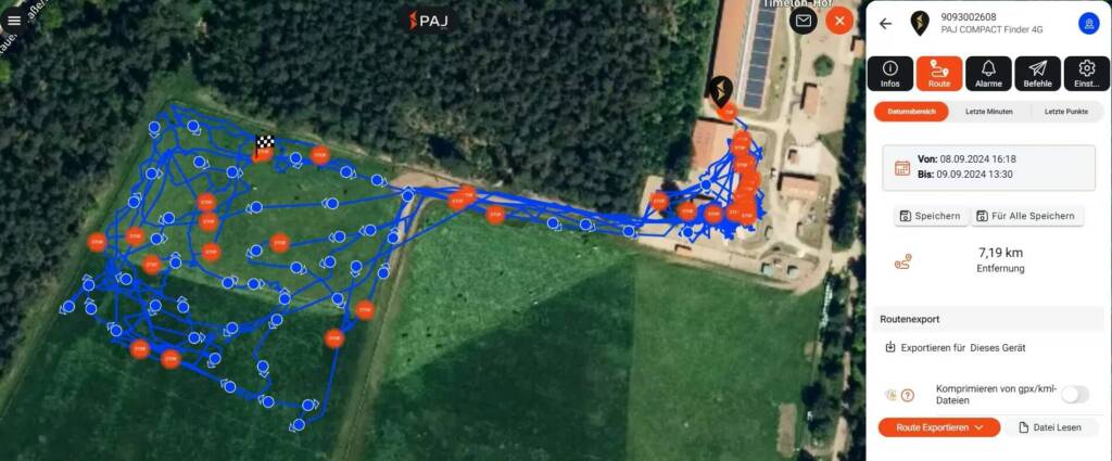 22h Messung mit dem GPS Tracker PAJ Compact 4G